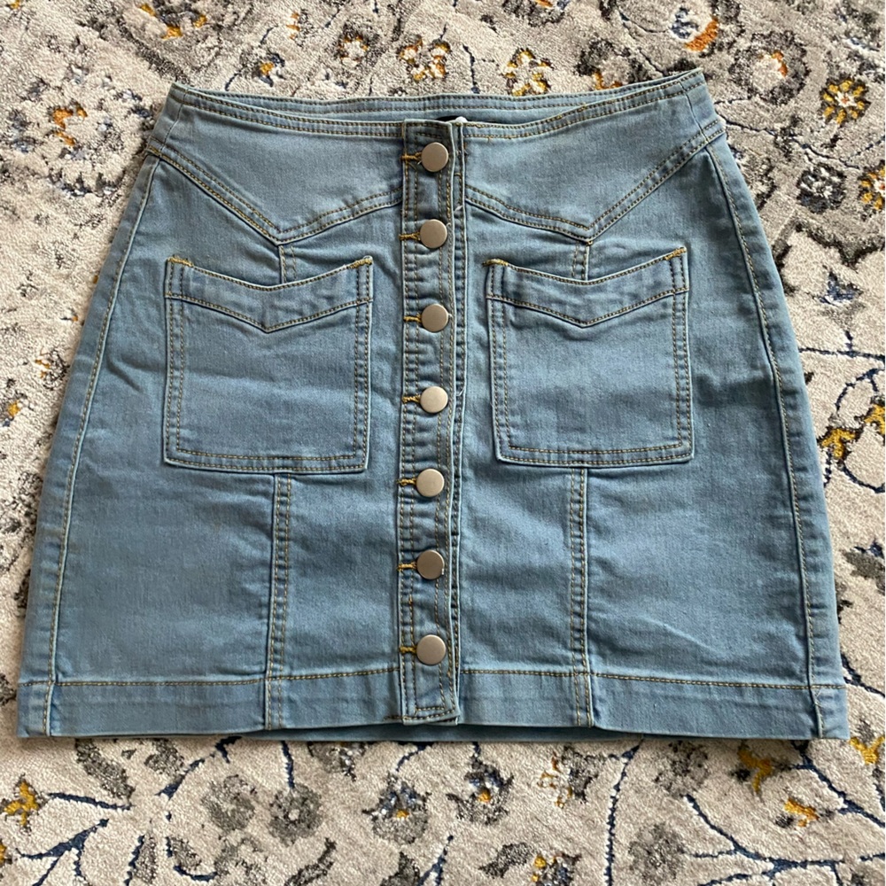 Boohoo Light Blue Denim Skirt